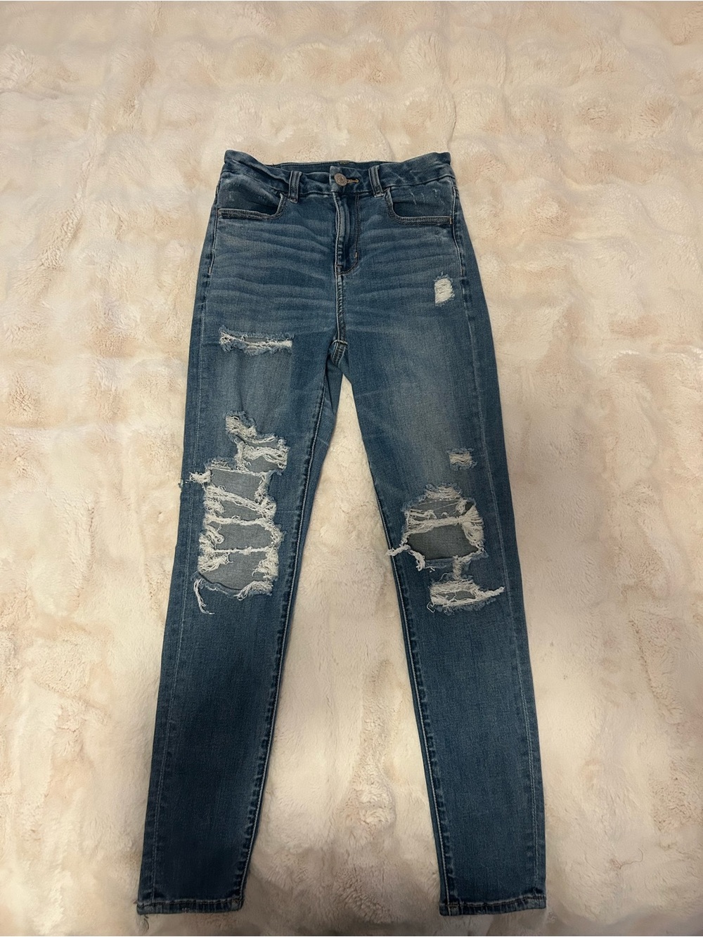 High-Rise Distressed Women’s Jeans - Dark Blue